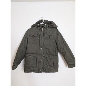 WenVen‎ Kids Fur Lined Canvas Cotton Military Chore Jacket Green Medium 8/10